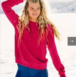 ZYIA Active Women's Fuchsia Pink Velvet Velour Sweatshirt Women's XL Activewear